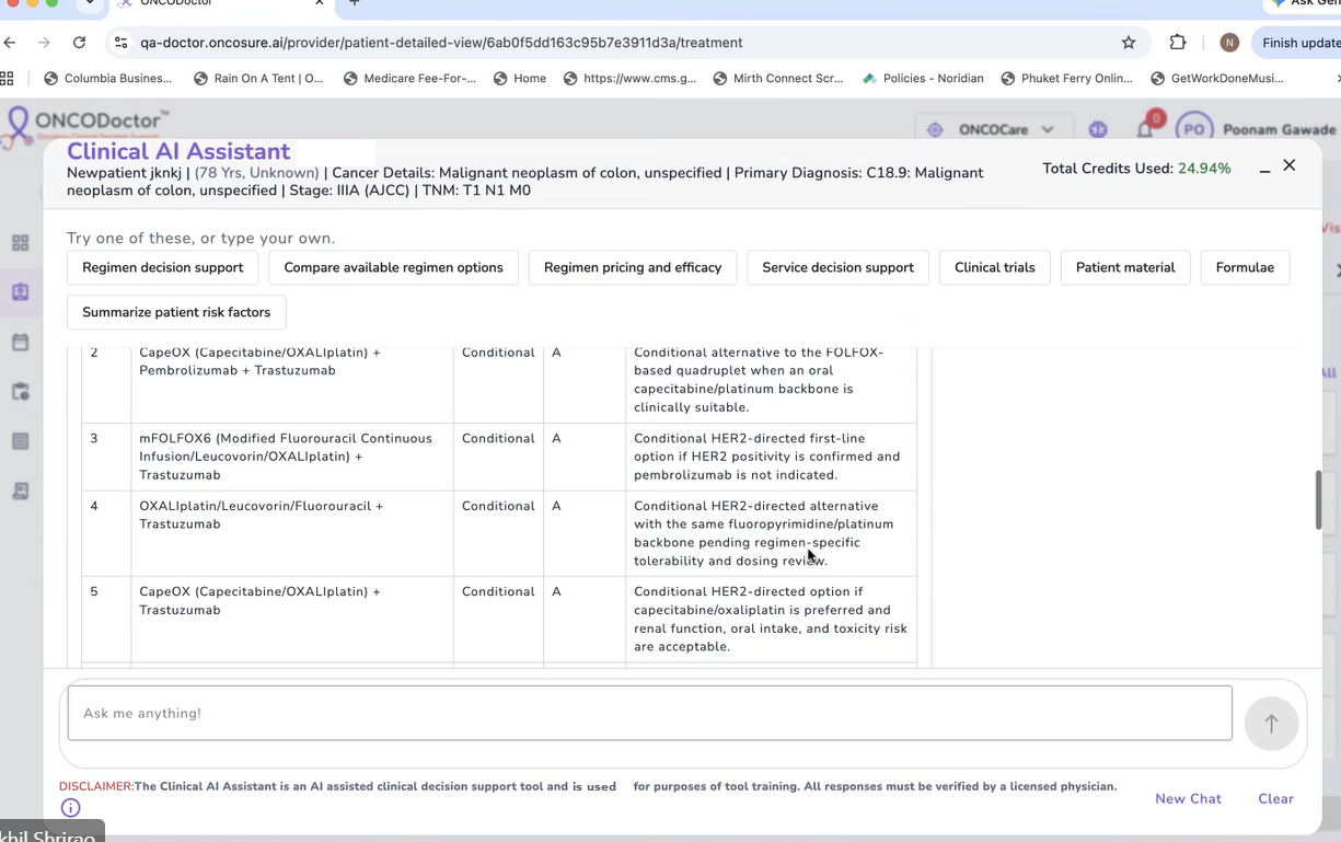 ONCOSure AI Based Clinical Assistant demo